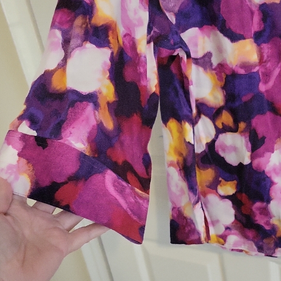 Westbount woman Sz1X 100% cotton Multicolor Floral 3/4 sleeve Button-Down Shirt - Picture 3 of 5